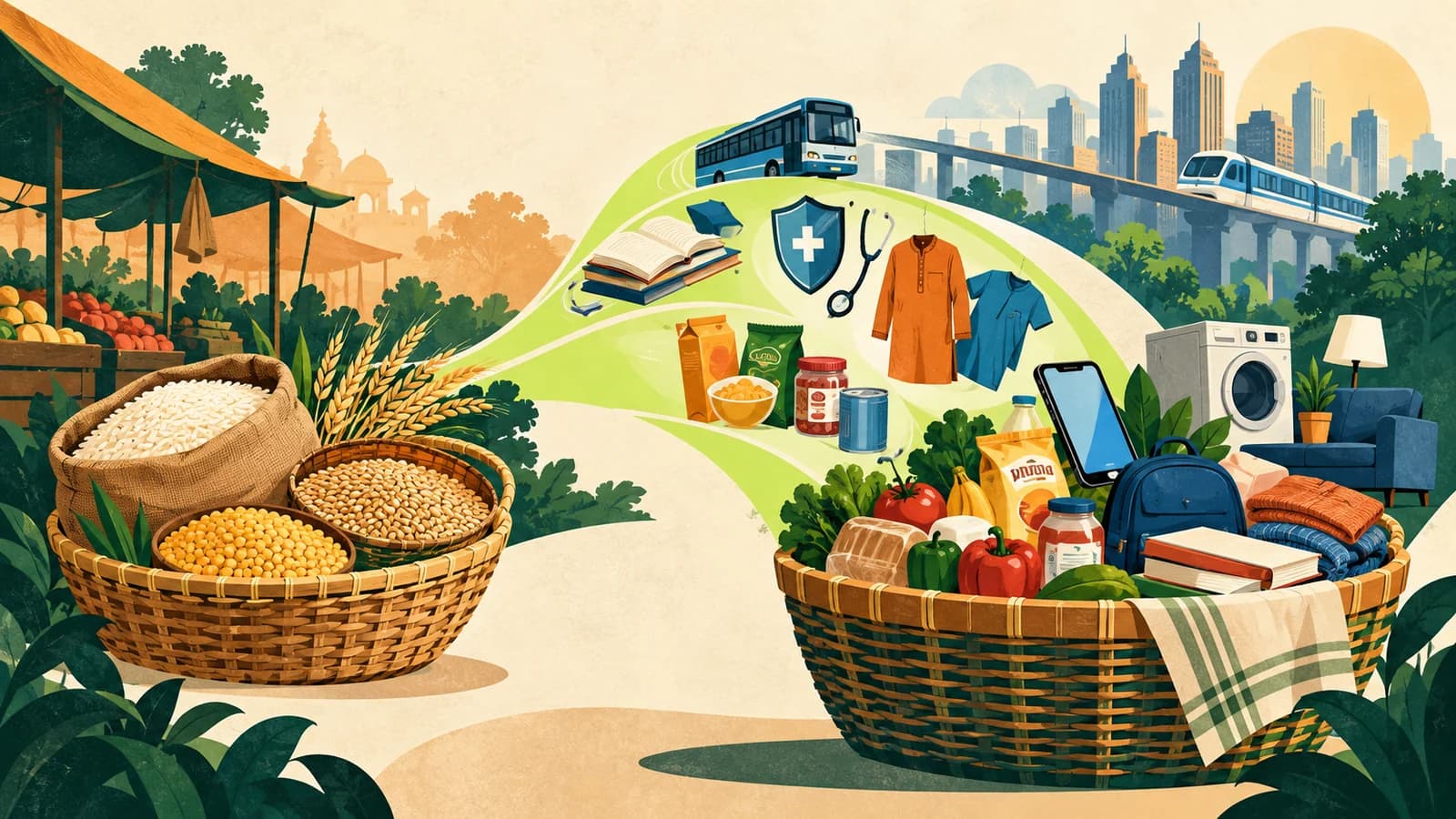 Illustration of changing household spending categories in India
