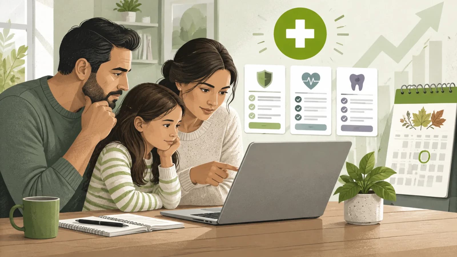 ACA open enrollment 2027: a couple comparing Marketplace health plan premiums on a laptop at home