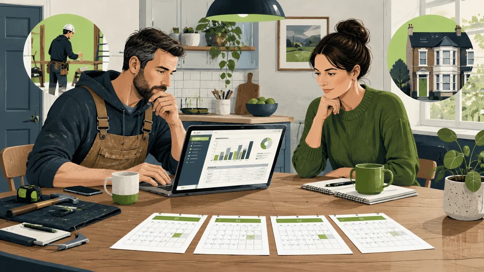 Self-employed person and landlord checking Making Tax Digital 2027 quarterly updates on a laptop